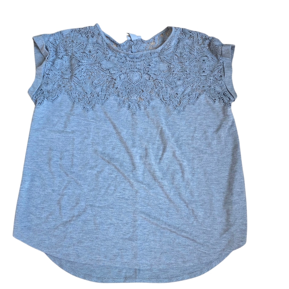Ava & Viv Gray Lace Topped T Shirt Size 2X